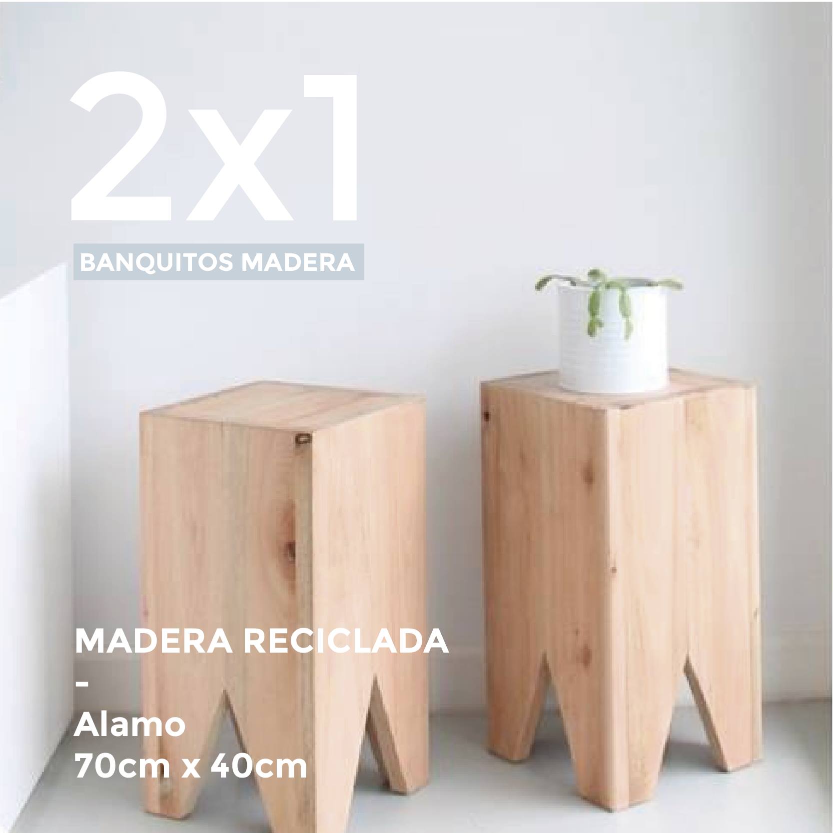 2x1 en banquitos de madera reciclados