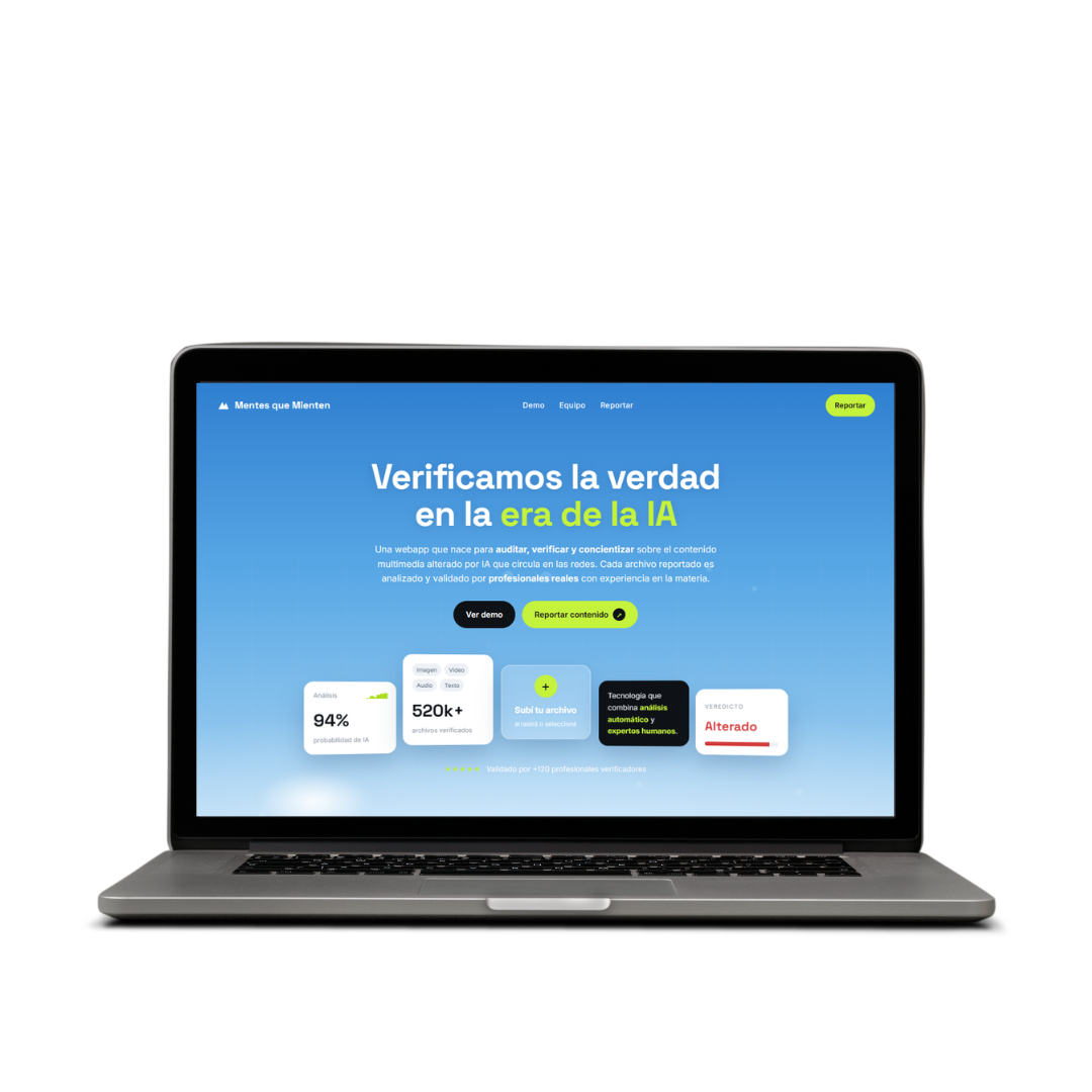 Mockup de la app en una laptop